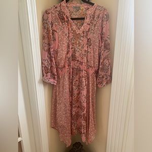 Pretty in pink dress with nude cami, very feminine style